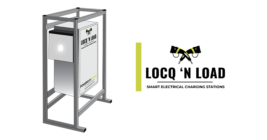 Locqn Load 2x 22 kW Smart Line, een geavanceerd laadstation voor elektrische voertuigen.