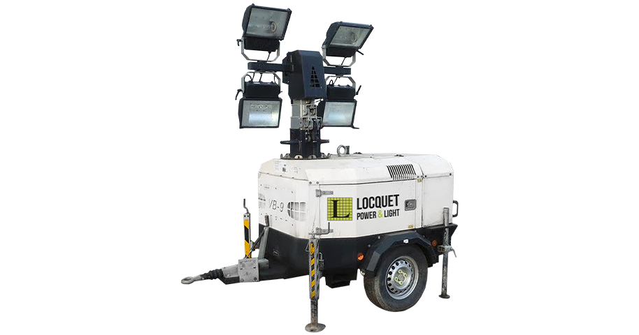 VB9 mobiele lichtmast, ontworpen voor efficiënte verlichting van grote werkruimtes.